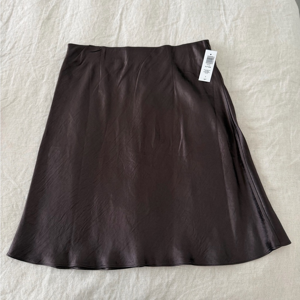 Aritzia Satin A-Line Skirt - Dark Brown